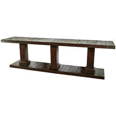 20th C. Three Pedestal Architectural Server Made From Reclaimed Pine 20th C. Three Pedestal Architectural Server Made From Reclaimed Pine