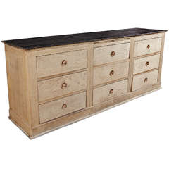 Antique French Nine-Drawer Bleached Oak Server