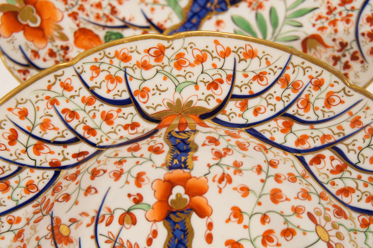19th c. Chamberlains Worcester 'Tree of Life' Polychrome Rimmed Soup Bowls In Good Condition In Great Barrington, MA