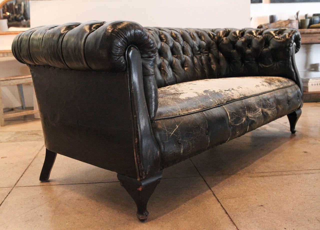 black leather chesterfield armchair