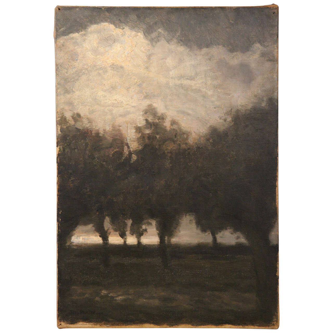 'Trees and Clouds' by Julius Paulsen Dated 1899, Oil on Canvas Painting