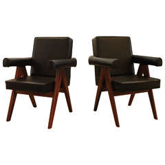 Pair of Pierre Jeanneret Committee Chairs, Chandigarh, circa 1953