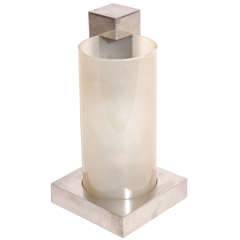 Boris Jean Lacroix French Art Deco Nickel and Frosted Glass Table Lamp