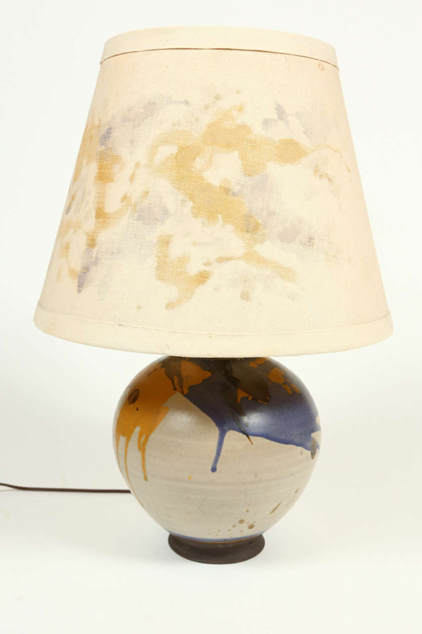 Paul Volkening Glazed Ceramic Vase with Painted Shade