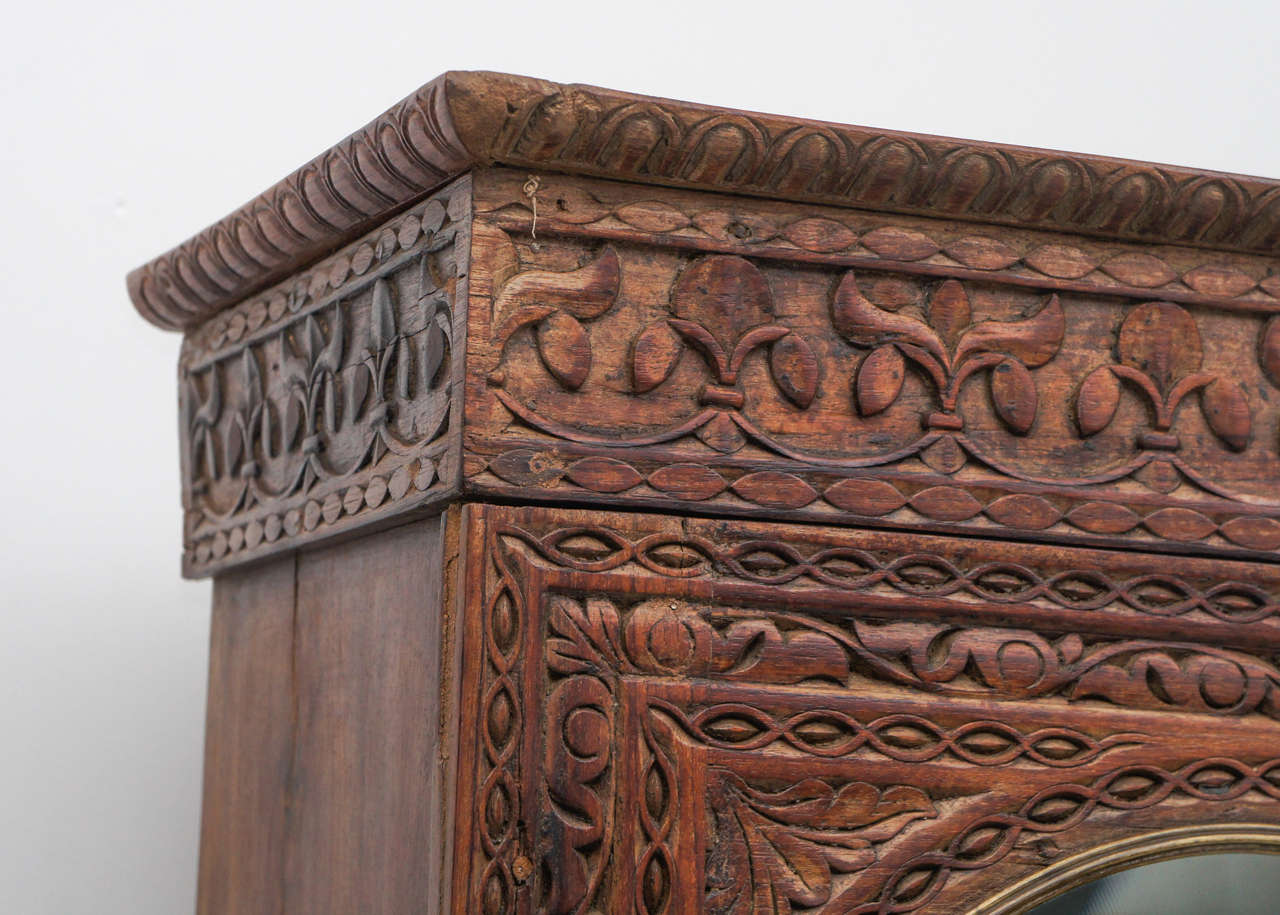 Anglo-Indian Hand carved secretary cabinet, wardrobe, entertainment center