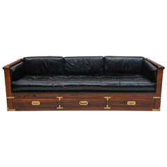 mid century Rosewood campaign sofa or daybed. ( 3 available ) 3