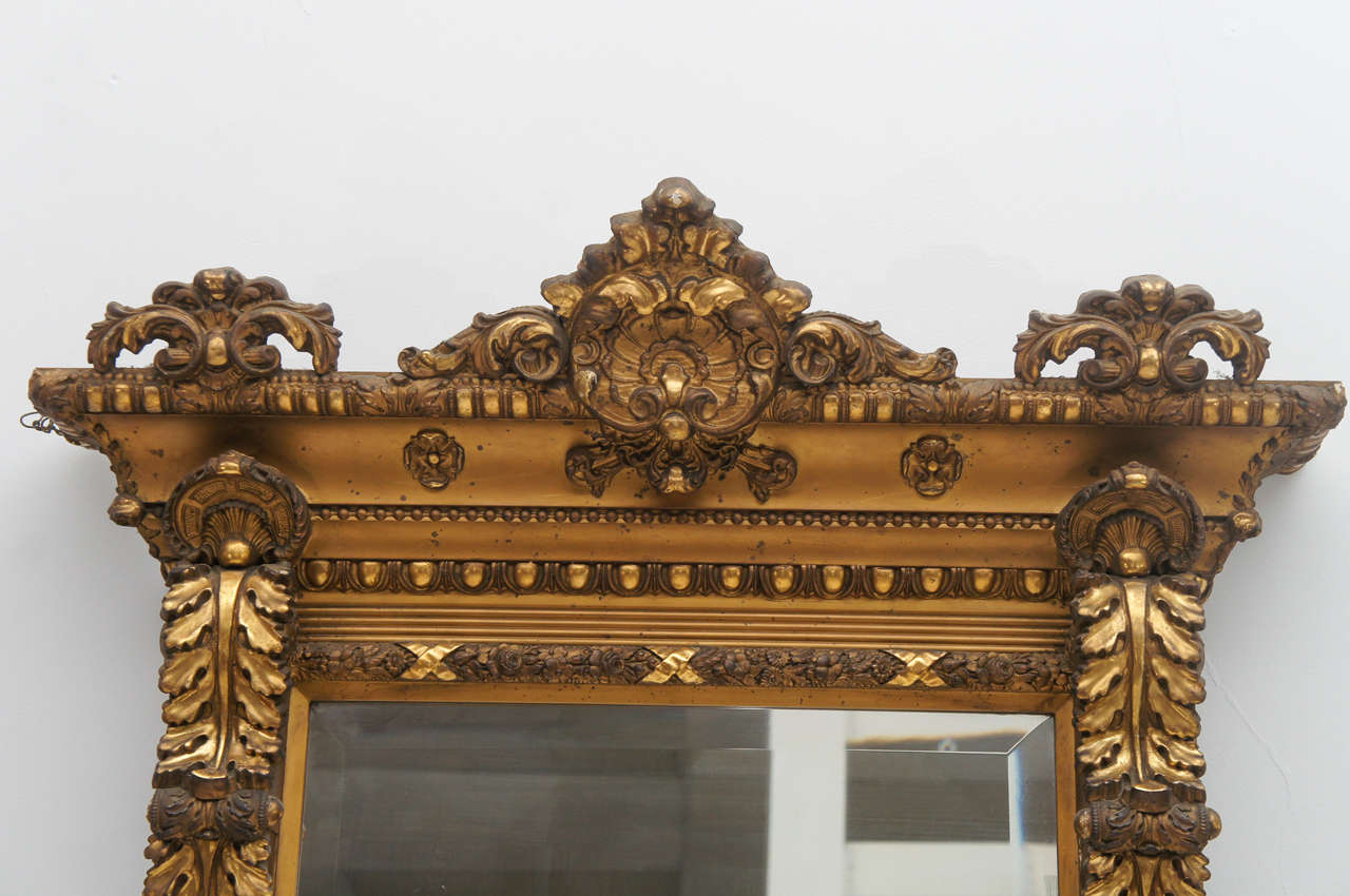 1800's long gold gilded floor or mantle mirror at 1stDibs gold gilded floor mirror, long gold