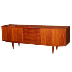 Teak Sideboard with 2 Doors Center Drawers and Bow Pulls