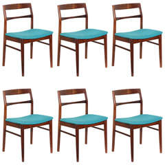 Set of 6 Solid Rosewood Curved Back Dining Chairs
