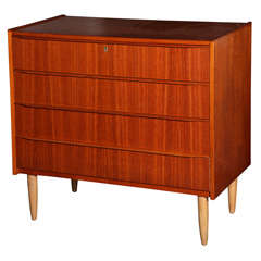 Danish Modern Teak 4-Drawer Dresser with Oak Legs