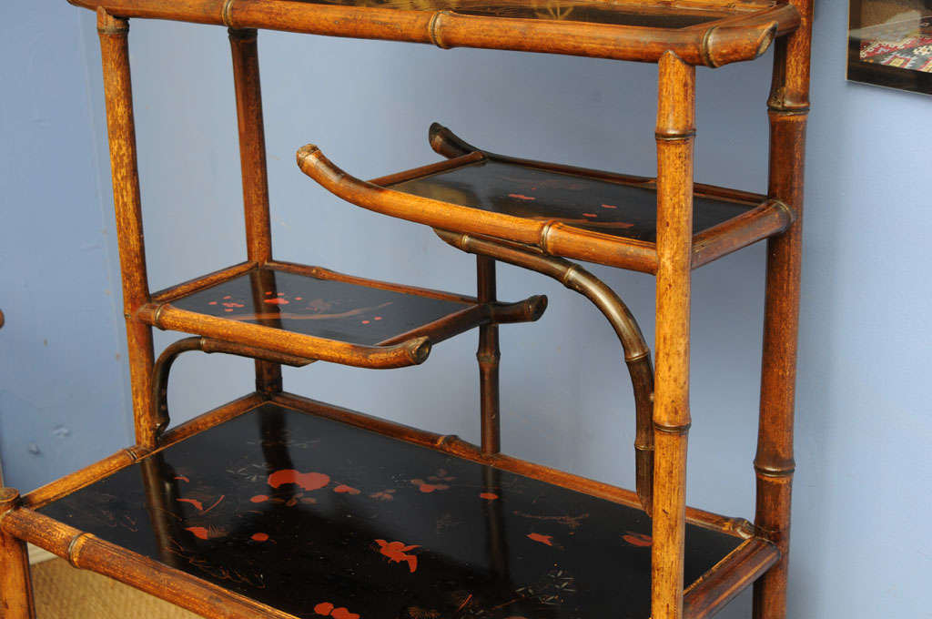 19th Century Unique 19th English Century  Pagoda Bamboo Etagere