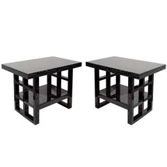 Pair of Modernist Silver Cerused Oak End Tables by Eugene Schoen