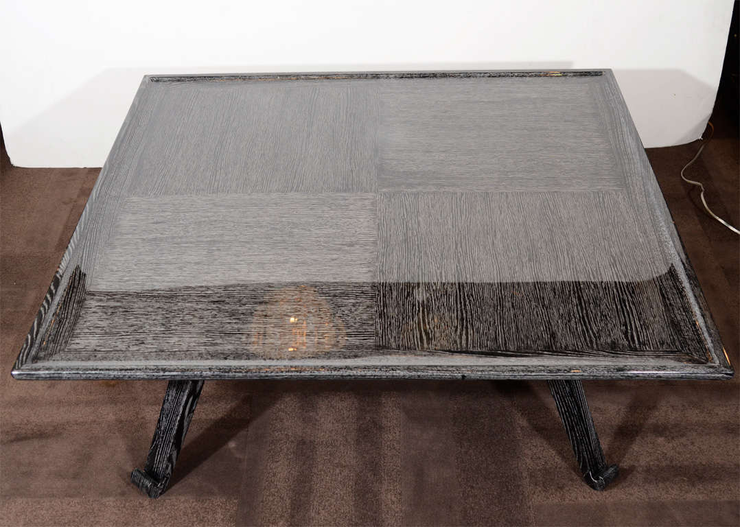 Modernist Cocktail Table in Silver Cerused Oak by Eugene Schoen 1