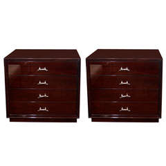 Pair of Outstanding Modernist Chests in Ebonized Mahogany
