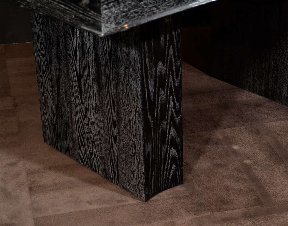 Outstanding Silver Cerused Oak Dining Table by Eugene Schoen In Excellent Condition In New York, NY