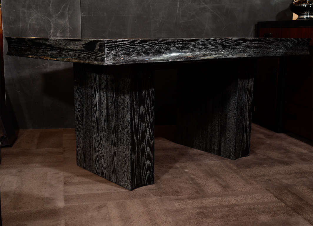 20th Century Outstanding Silver Cerused Oak Dining Table by Eugene Schoen