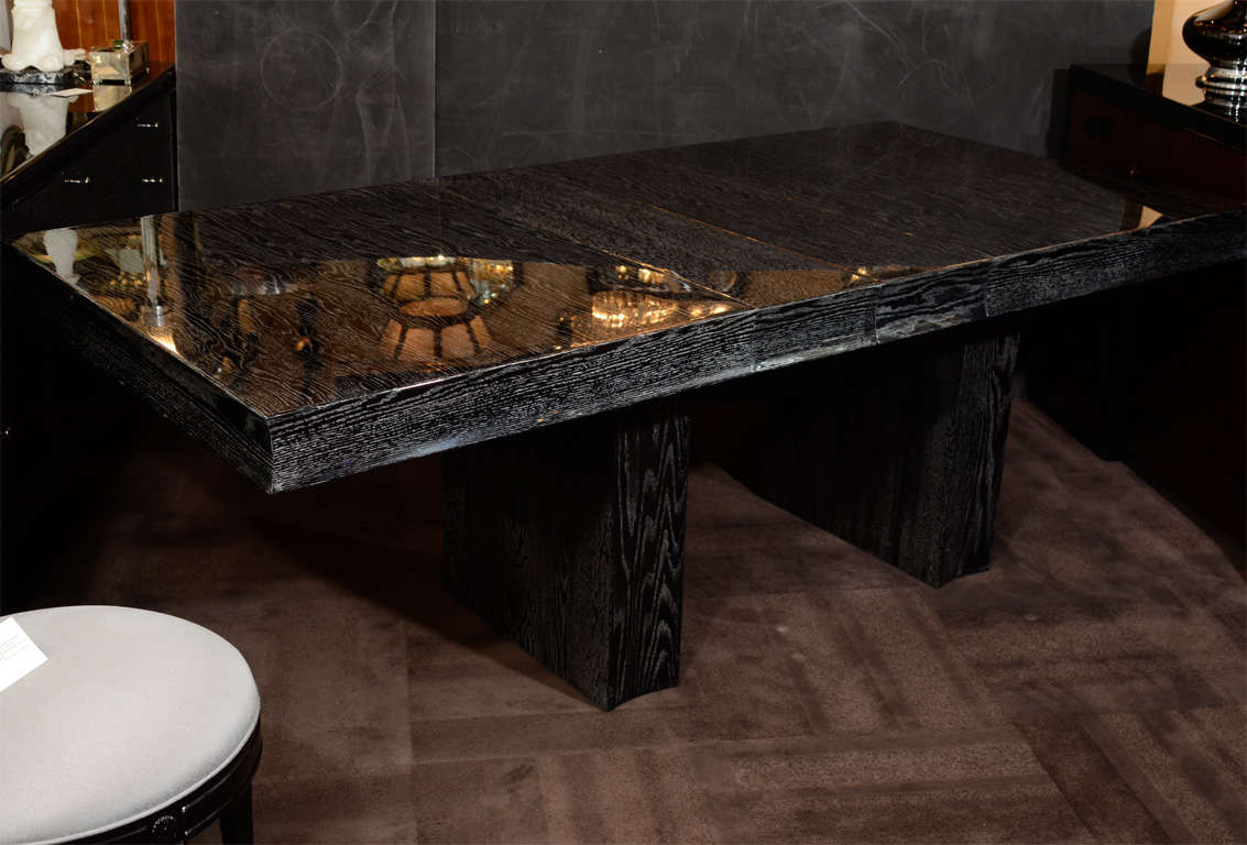 Outstanding Silver Cerused Oak Dining Table by Eugene Schoen 1