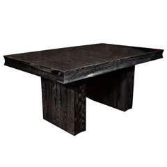 Outstanding Silver Cerused Oak Dining Table by Eugene Schoen