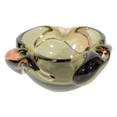 Smoked Murano Glass Bowl or Ashtray with Modernist Form