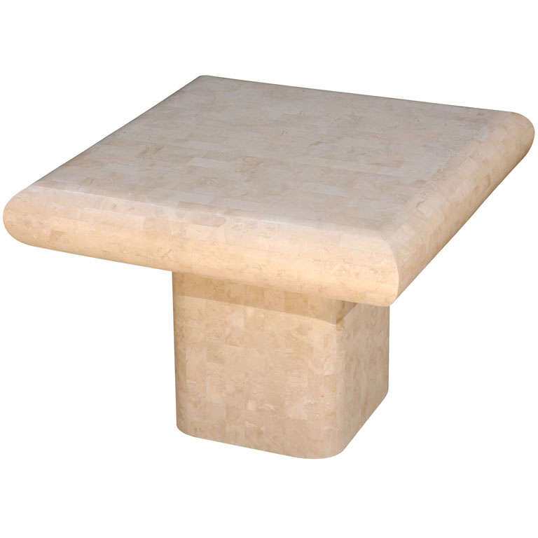 Pedestal Table with Faux Stone Veneer In The Style Of Karl Springer For Sale