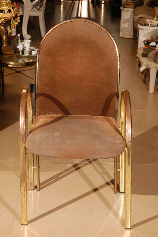 Set of 4 Round Back Brass Dining Chairs at 1stdibs