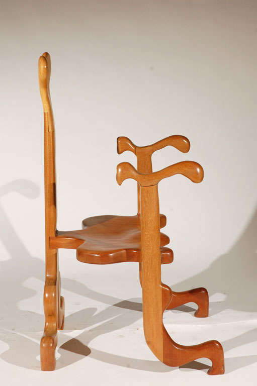 A 1980s Sculpted Mahogany Armchair by Tom R. Allen 1