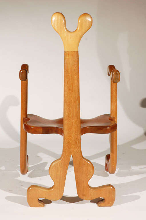 A 1980s Sculpted Mahogany Armchair by Tom R. Allen 2