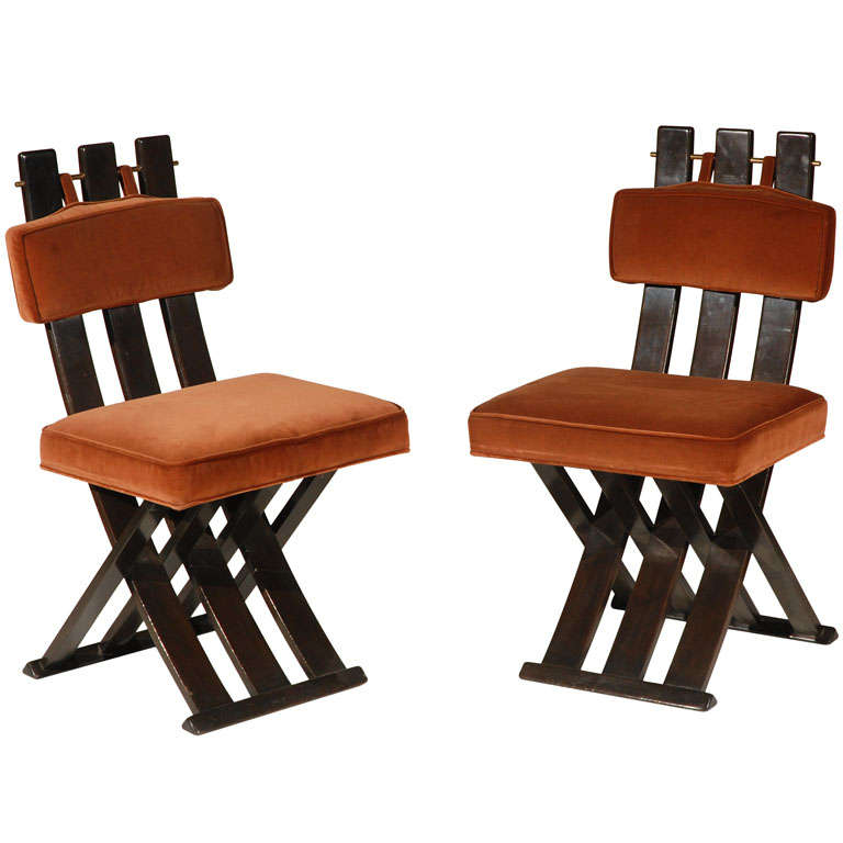 A Set of Six 1960s X-Base Dining Chairs by Harvey Probber