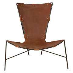 Fantastic Iron And Leather Sling Chair