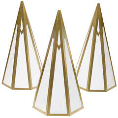 Art Deco Gold and Acrylic Pyramid Sconces