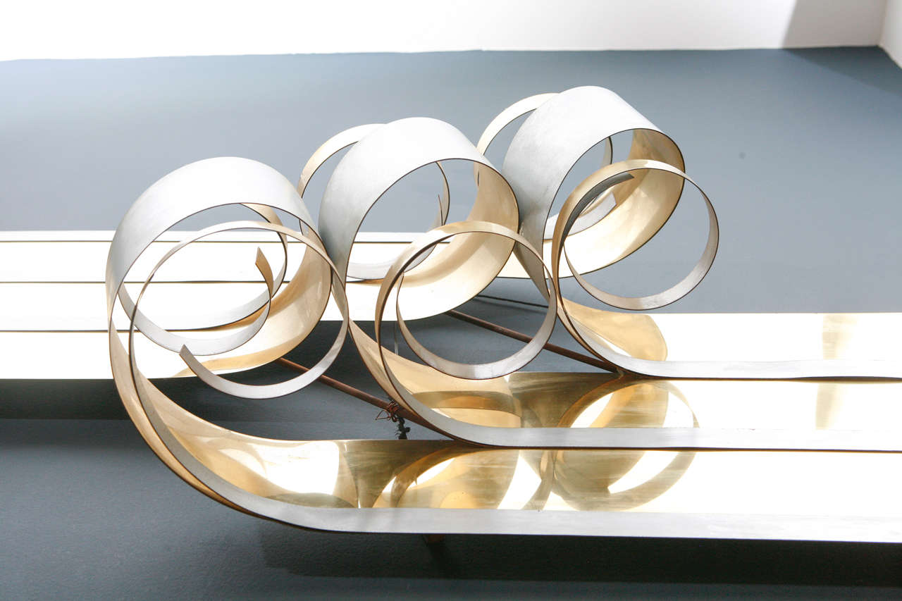 Curtis Jere Brass and Chrome Metal Wall Sculpture For Sale