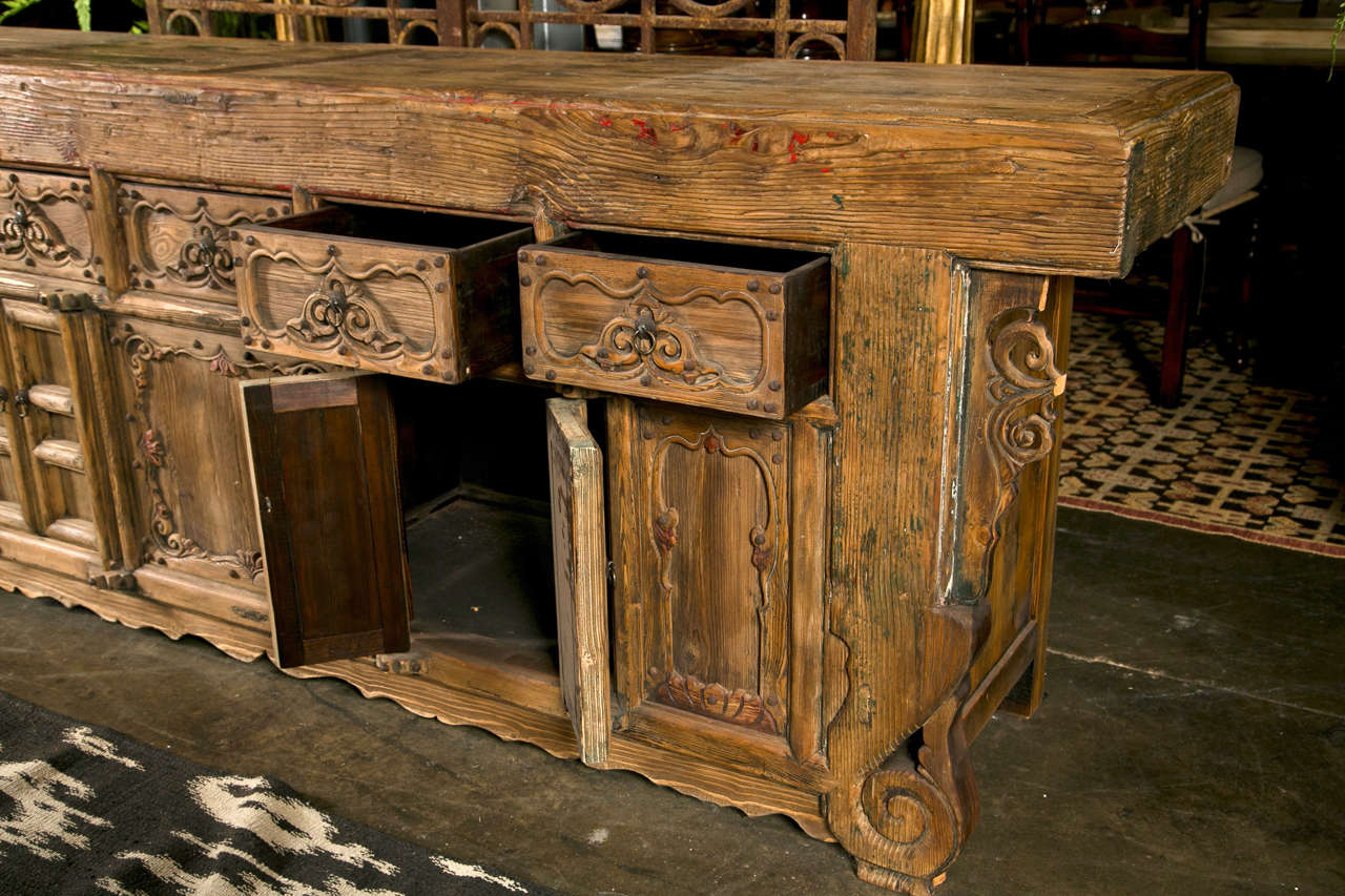 Chinese elm and pine buffet, c. 1850, Shanxi region 1