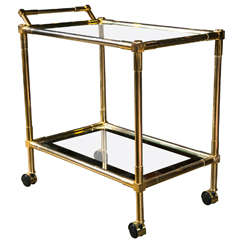 Vintage Brass Serving Or Bar Cart, C. 1970 Vintage Brass Serving Or Bar Cart, C. 1970