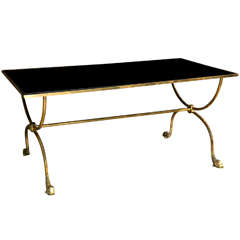 Maison Jansen French brass mid-century coffee table, c. 1950,