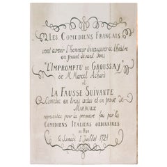 French Stage Size Playbill from Theater in Chateau de Groussay