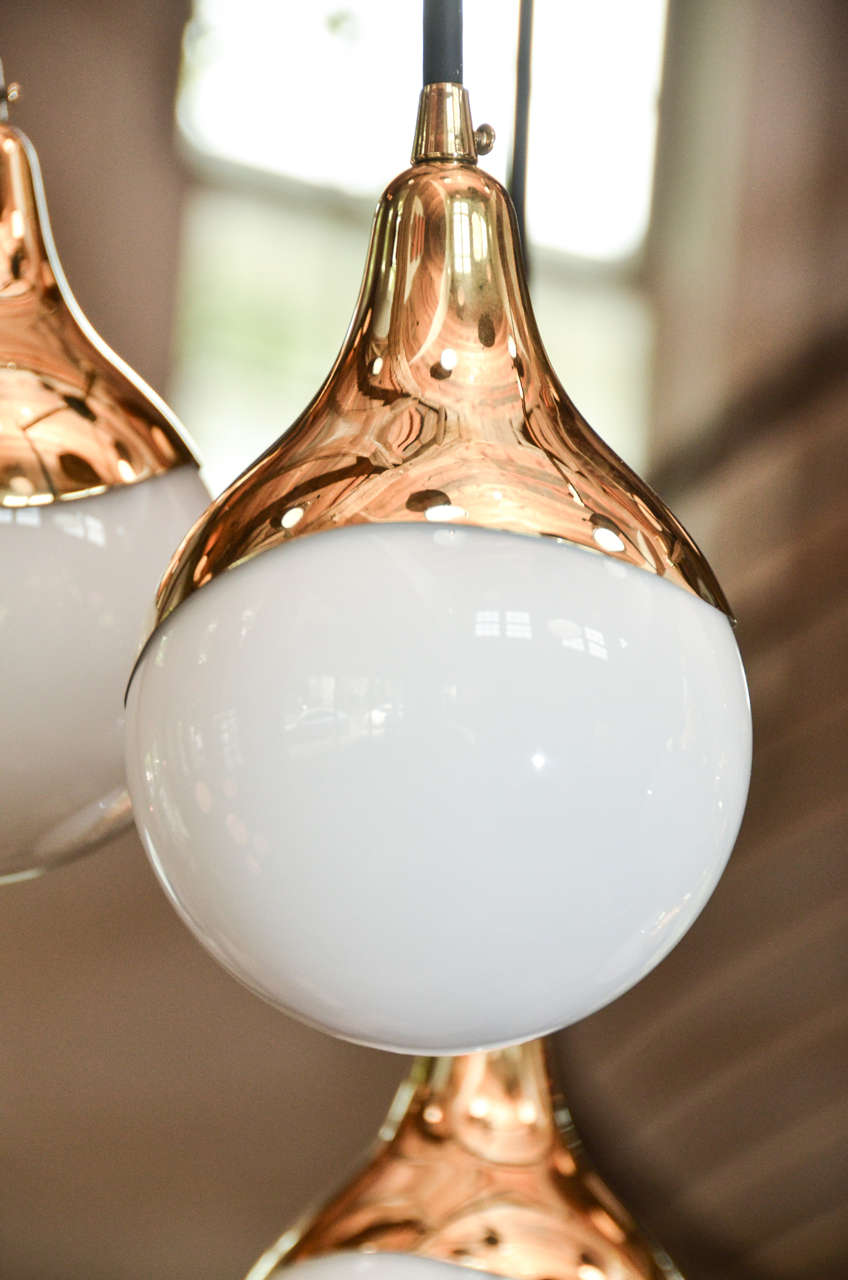 20th Century 1950's Italian Ceiling Lamp with Glass Globes in The Style of Stilnovo For Sale