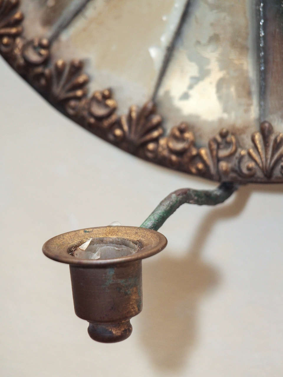 Mirror Pair of 19th c tole and mirror single candle sconces