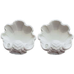 Pair of 1980s White Plaster Wall Sconces