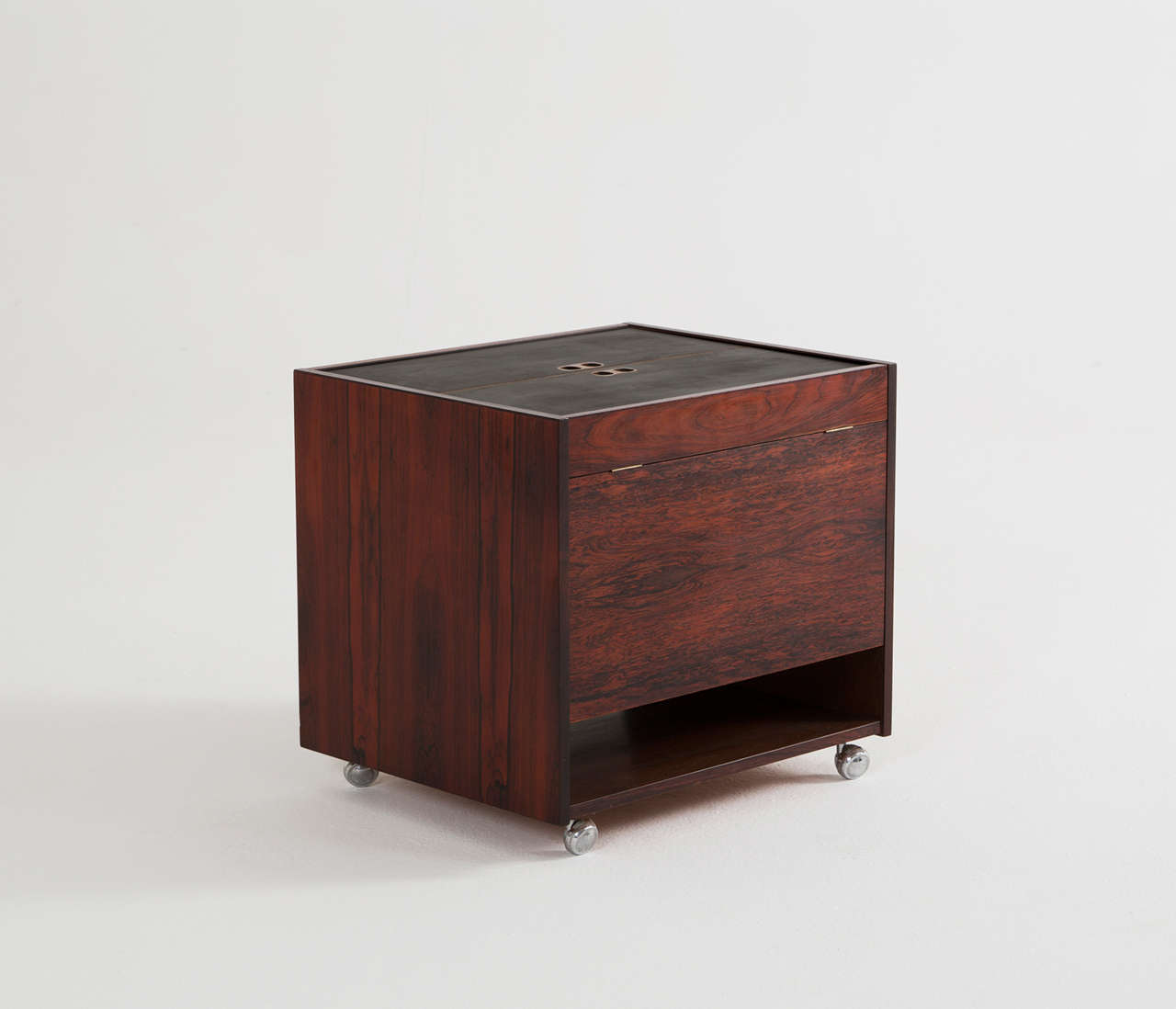 Scandinavian Modern Luxury Cube Shaped Dry Bar in Rosewood