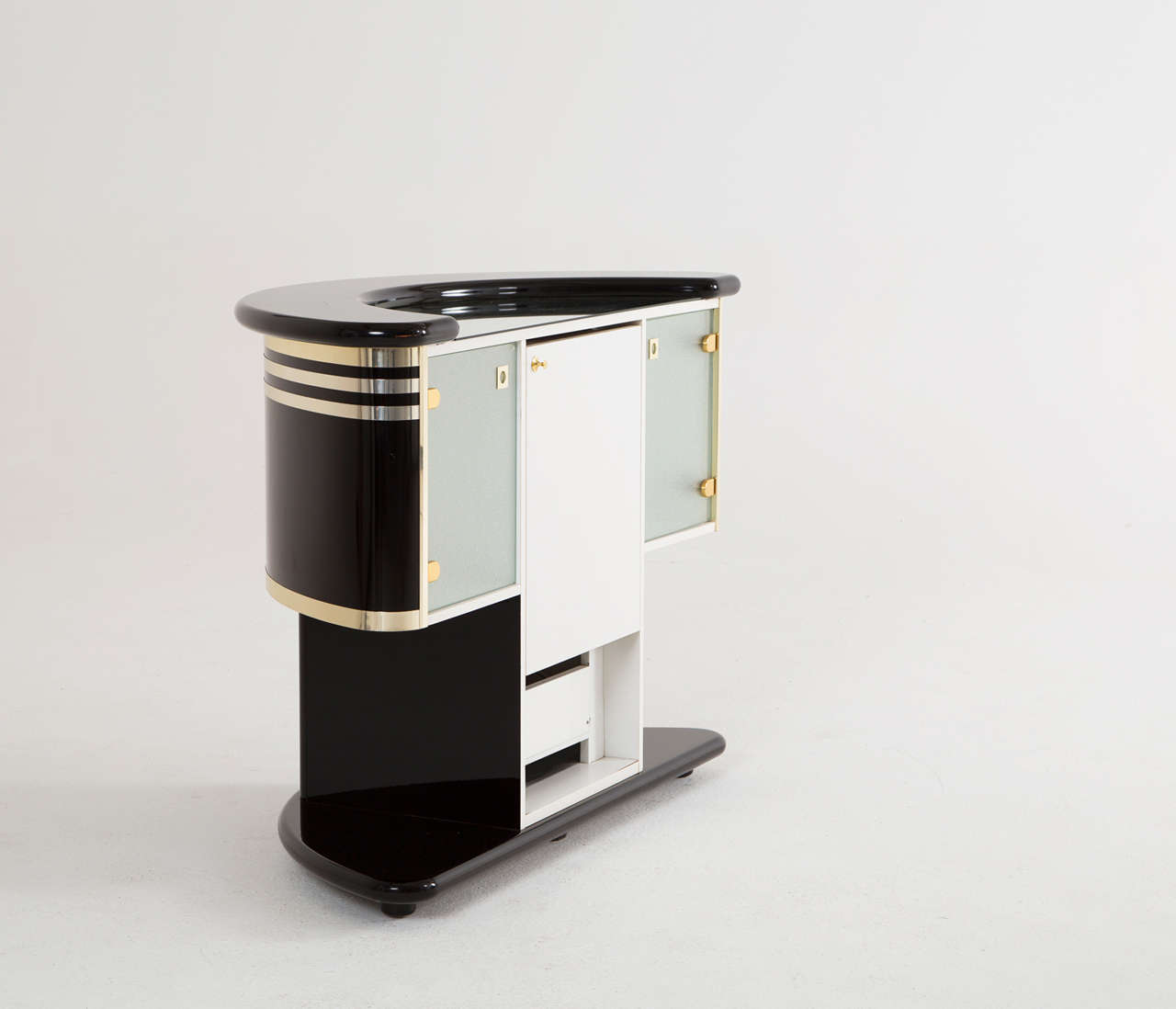 Rare High Gloss Bar and Console by Stilglass Guzzini 3