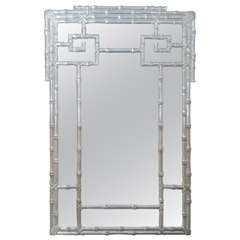 Large Silver Gilt Faux Bamboo Mirror