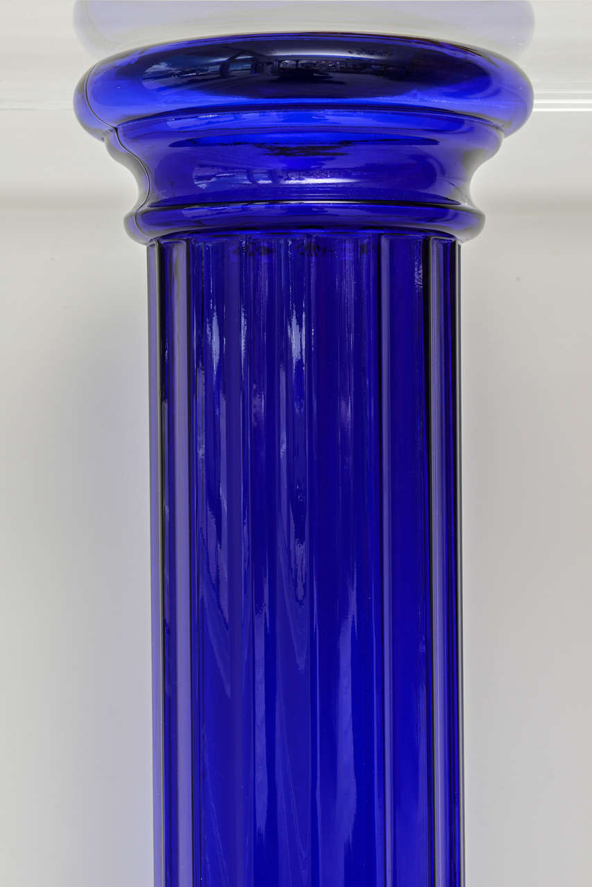 Late 20th Century Neoclassical Lucite and Cobalt Blue Glass Console