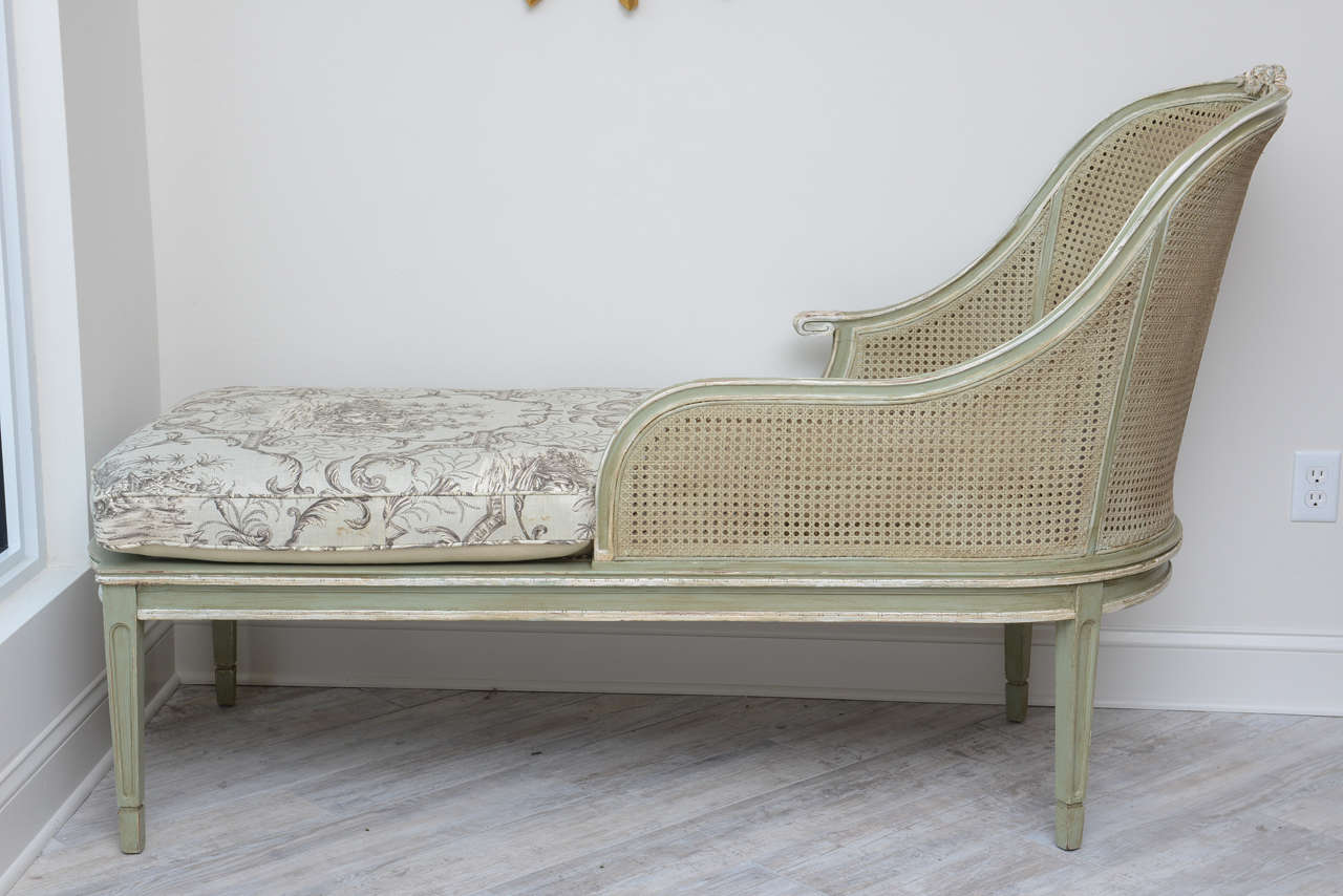 Louis XVI Style French Caned Chaise Longue 1
