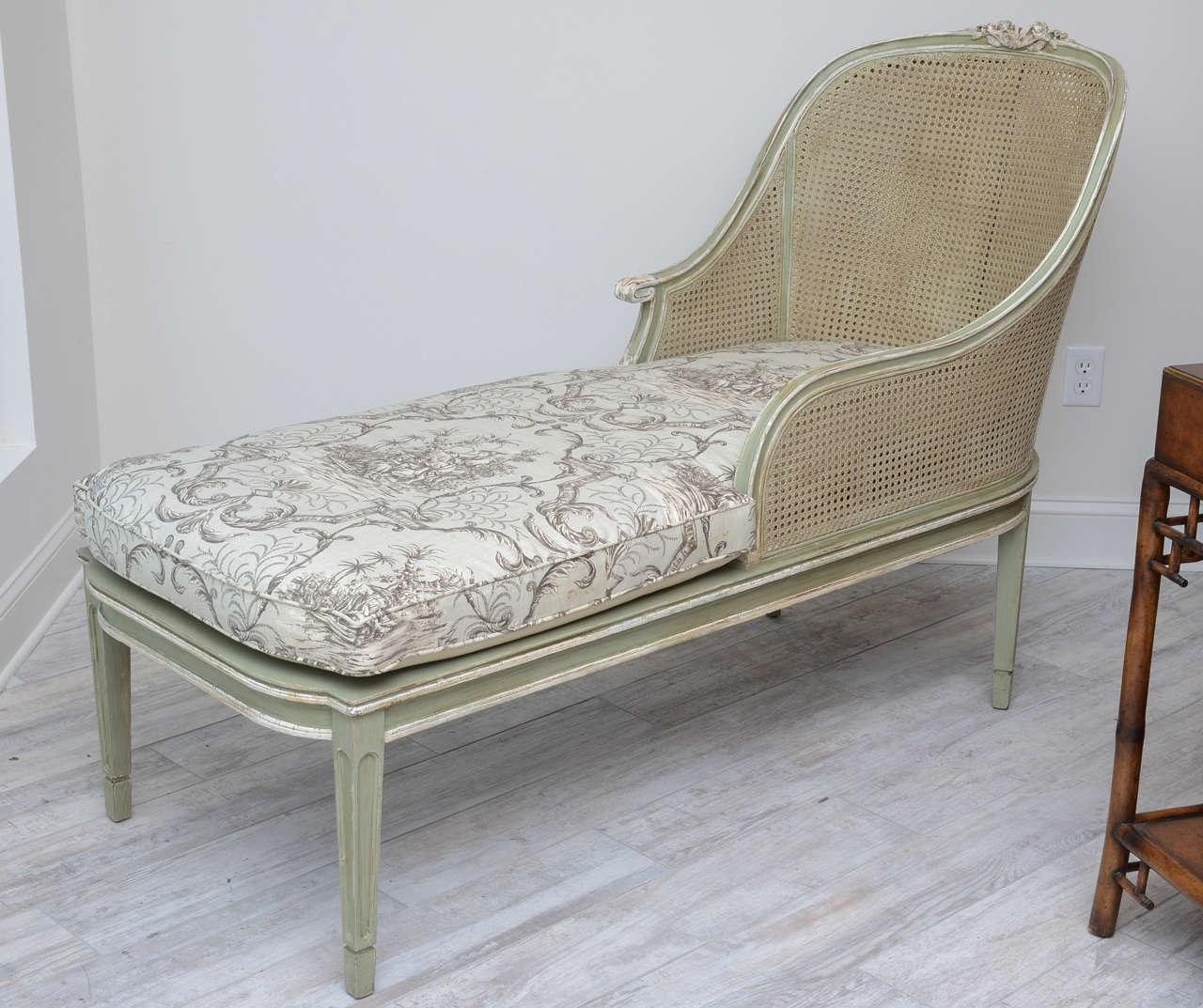 Louis XVI Style French Caned Chaise Longue 2