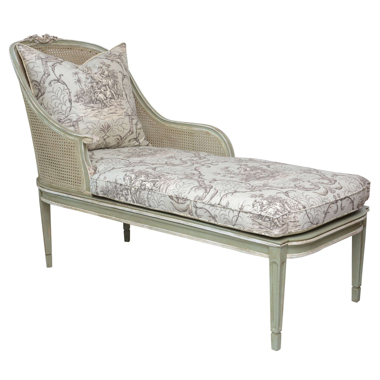 Louis XVI Style French Caned Chaise Longue