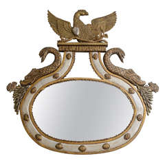 Giltwood Neoclassical 19th Century Eagle Mirror