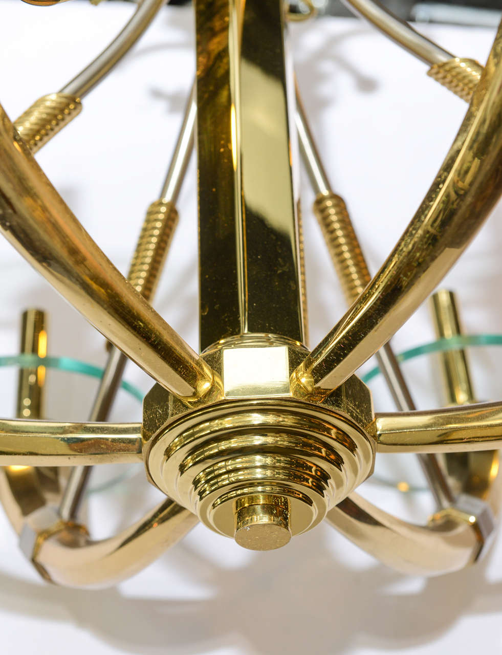 Late 20th Century Italian Mid-Century Stainless Steel and Brass Chandelier