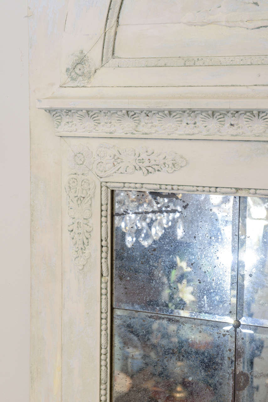 Painted 19th Century Trumeau with Distressed Mirrored Tiles 4