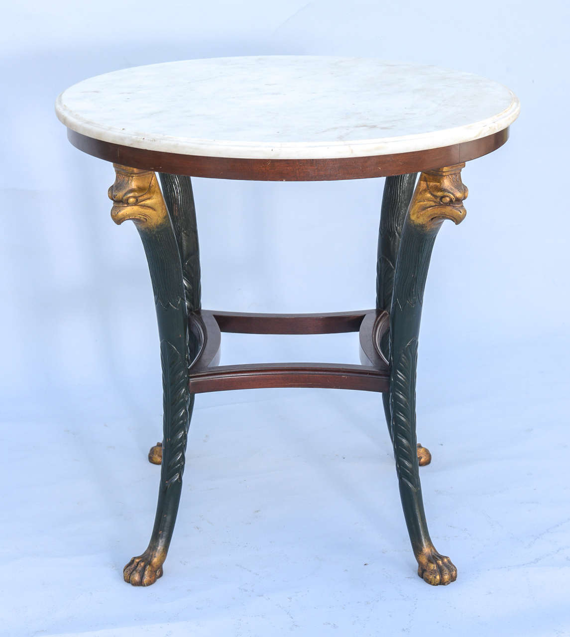 American Regency Style Occasional Table with Carrara Marble Top