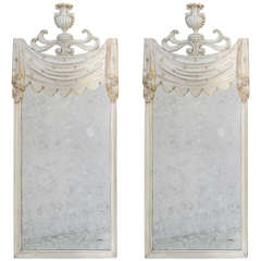 Pair of Mirrors with Carved Drape Pediment